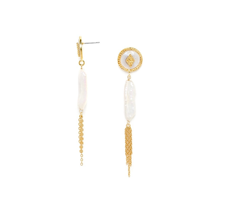 Franck Herval, Ally Freshwater Pearl Bar Tassel Earrings Quinlans Gift Shop