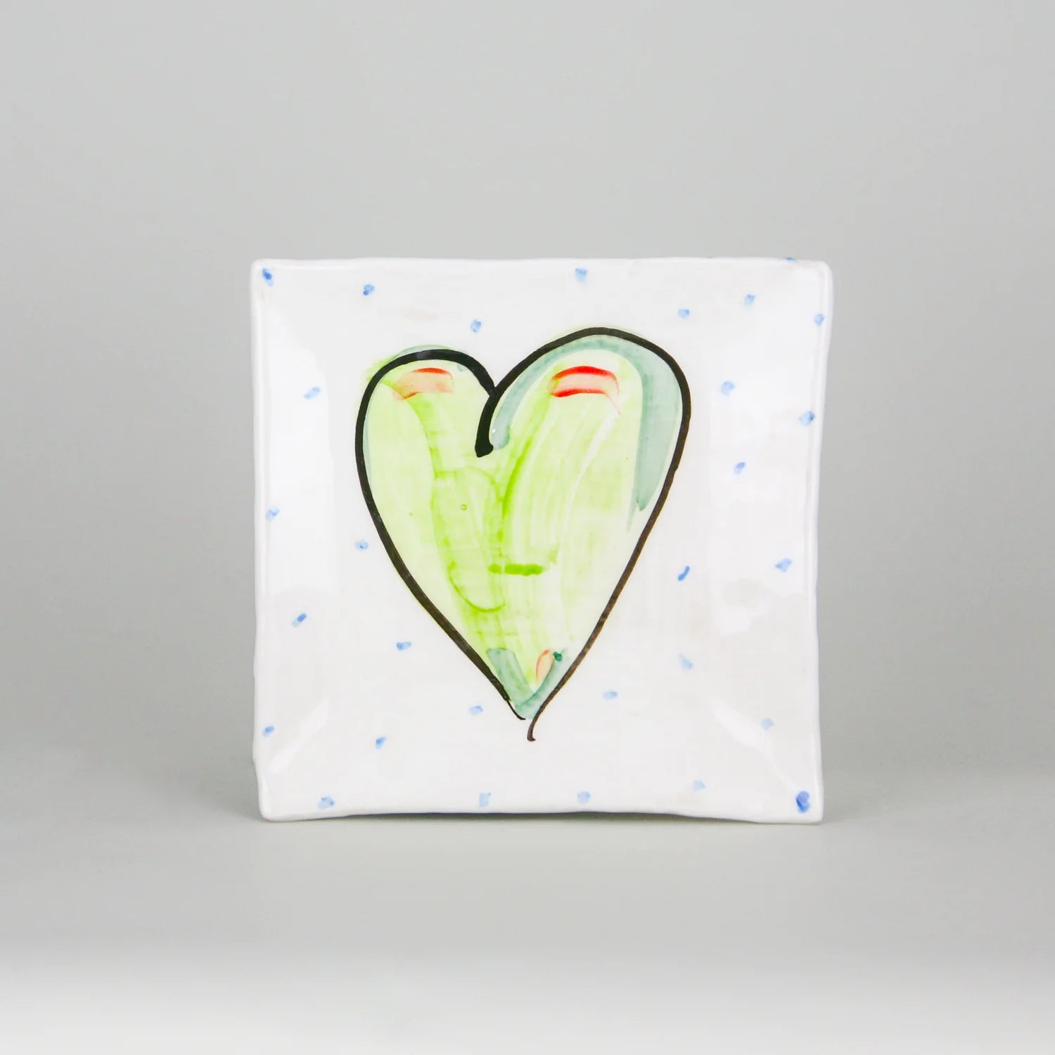 Charlie Mahon , Green Heart Square Side Plate Charlie Mahon