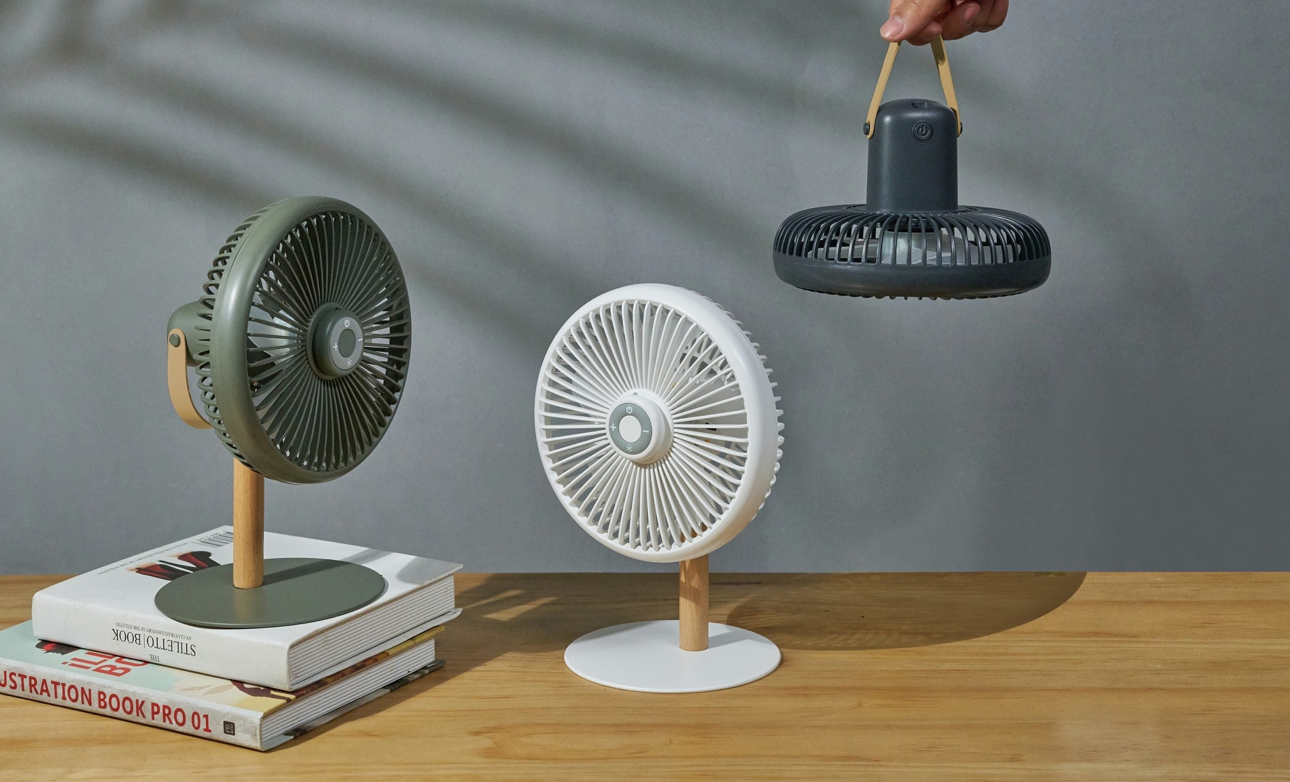 Gingko, Detachable Desk Fan - Navy Green Gingko