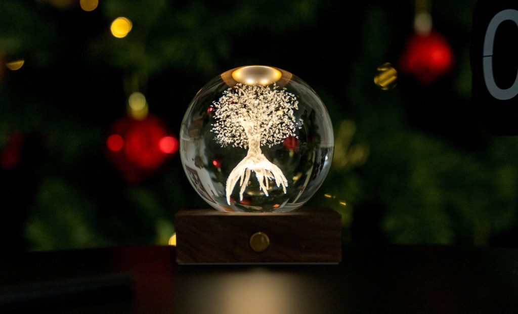 Gingko, Amber Crystal Light Tree Of Life