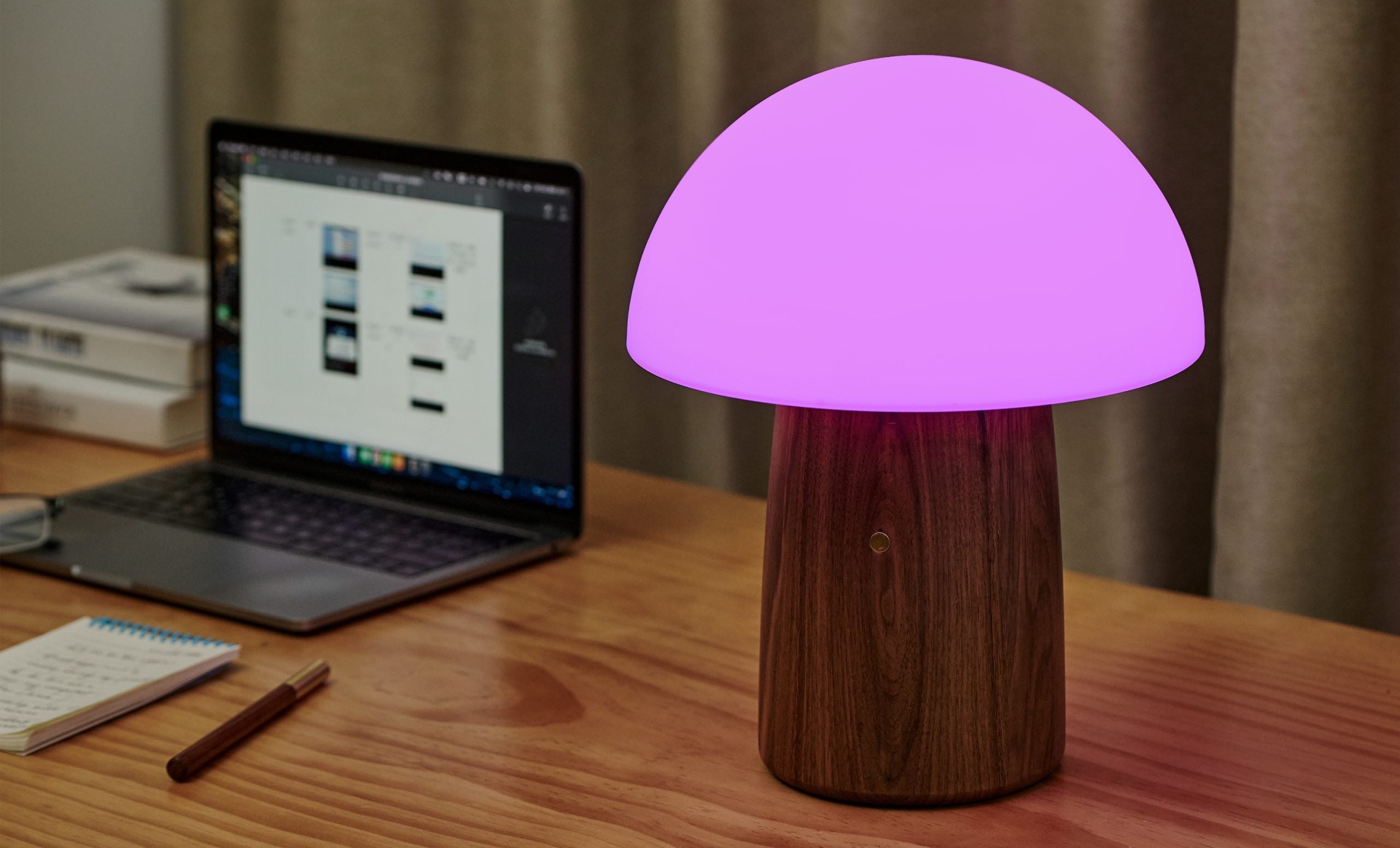 Gingko, Large Alice Mushroom Lamp Walnut Gingko