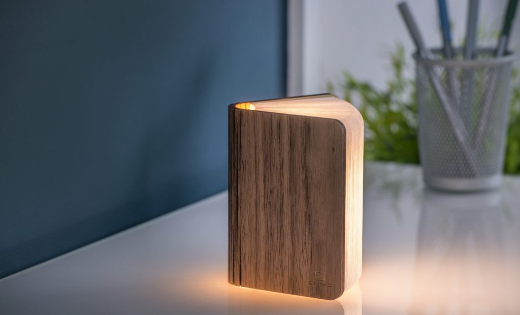 Gingko, Natural Wood Smart Book Light Mini Walnut