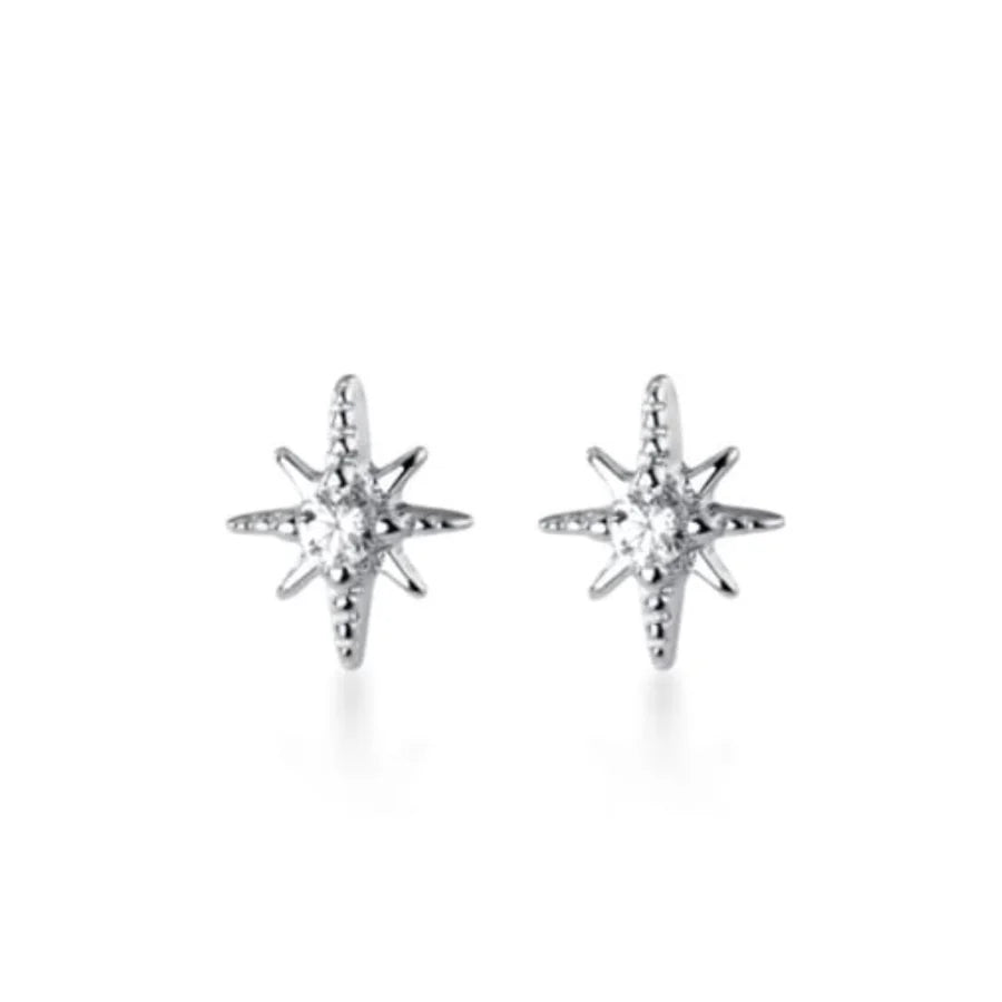 Azure, Cubic Zirconia Mini Silver Star Studs Azure