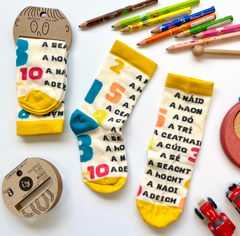 Irish Socksciety Kids, Lets Count /Comhairimis Size (12.5-2.5) Irish Socksciety