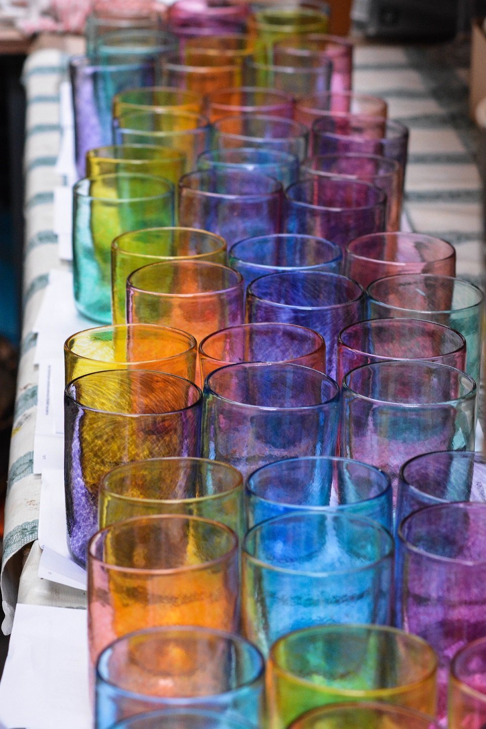 Jerpoint Glass, Set Of 6 Rainbow Beakers
