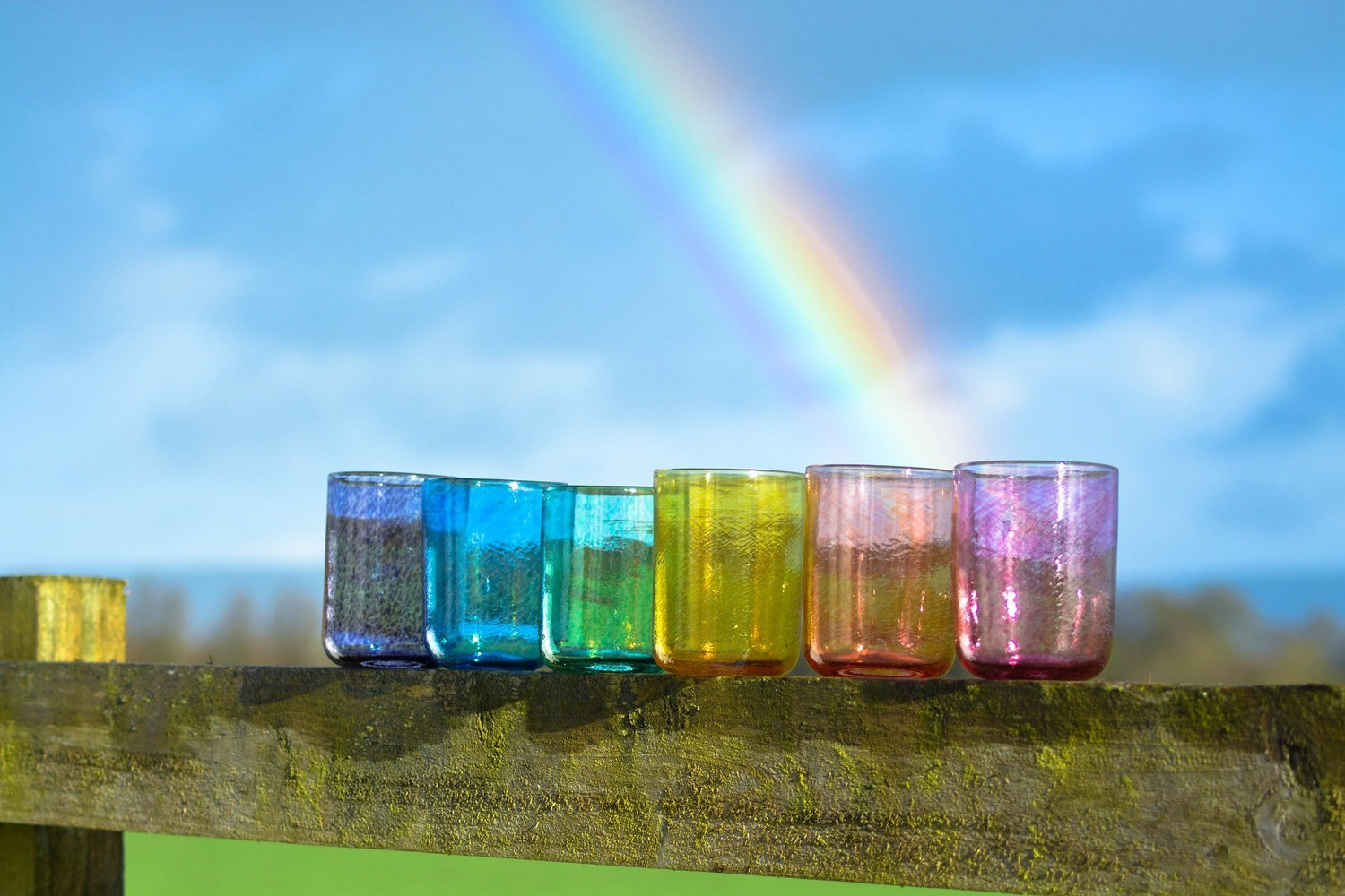 Jerpoint Glass, Set Of 6 Rainbow Beakers