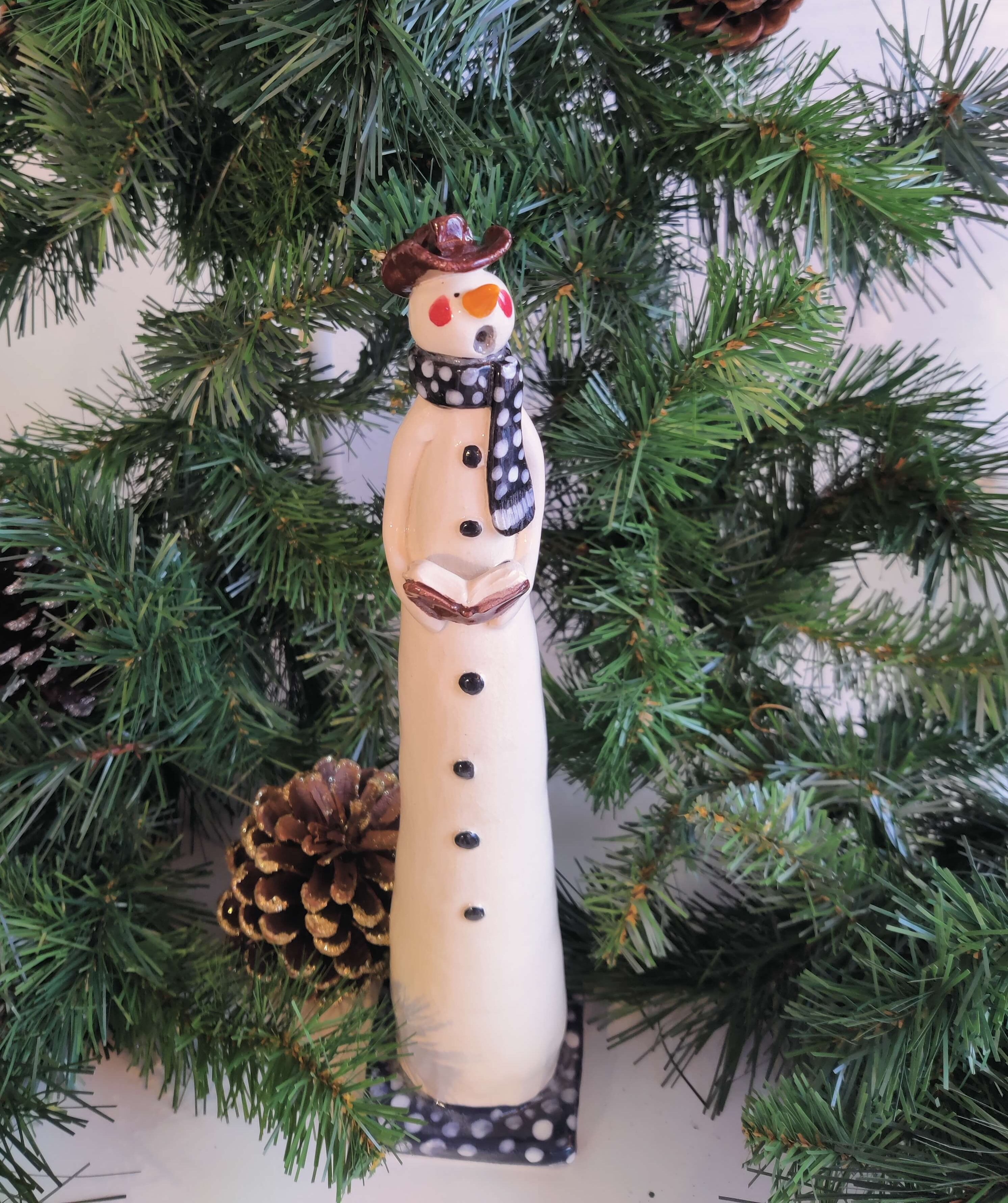 Joanne Robey, Snowman Carol Singer with Black Polka Scarf *For Click and Collect only*