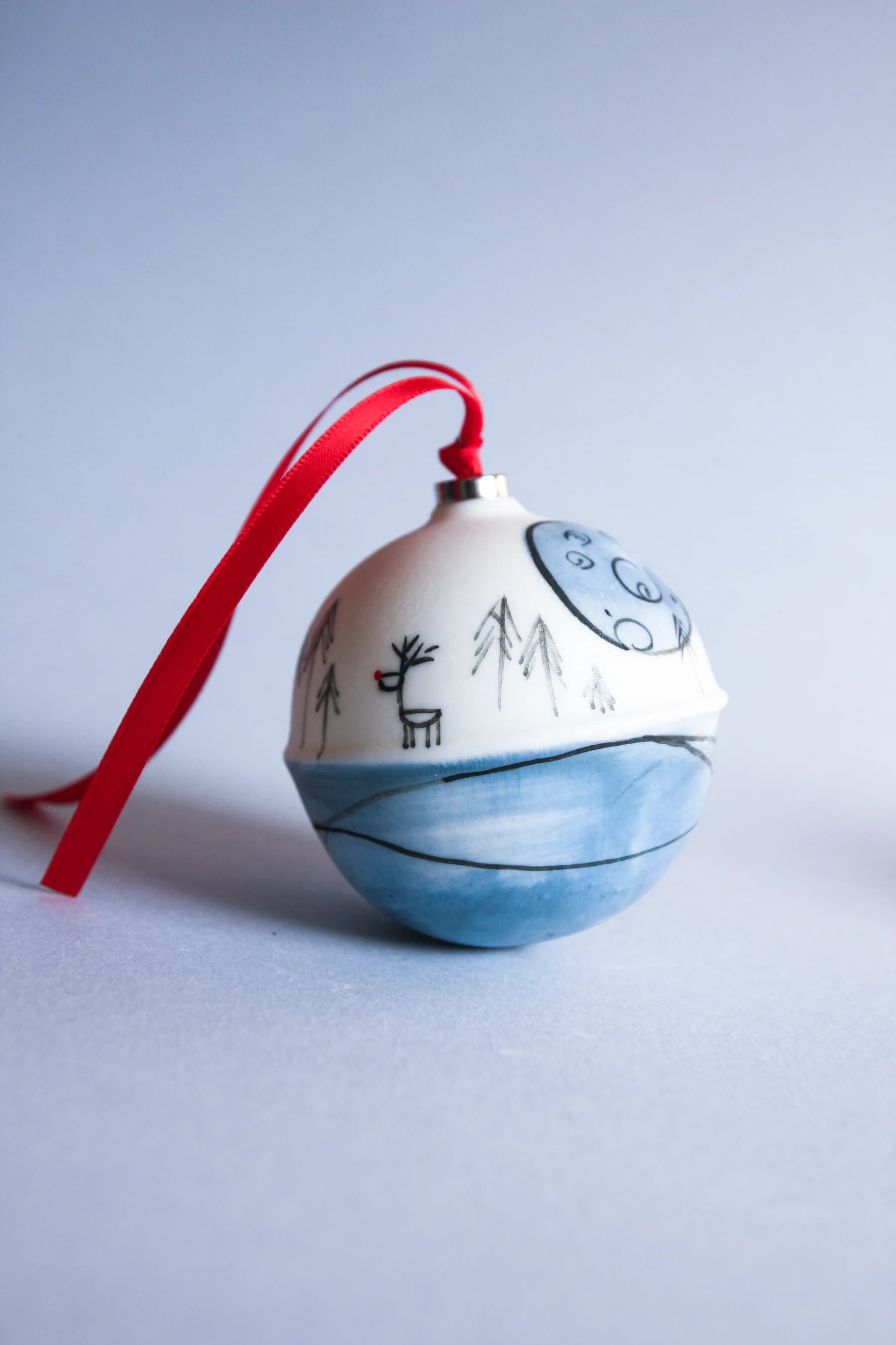 Karo Art, Reindeer at Full Moon Bauble