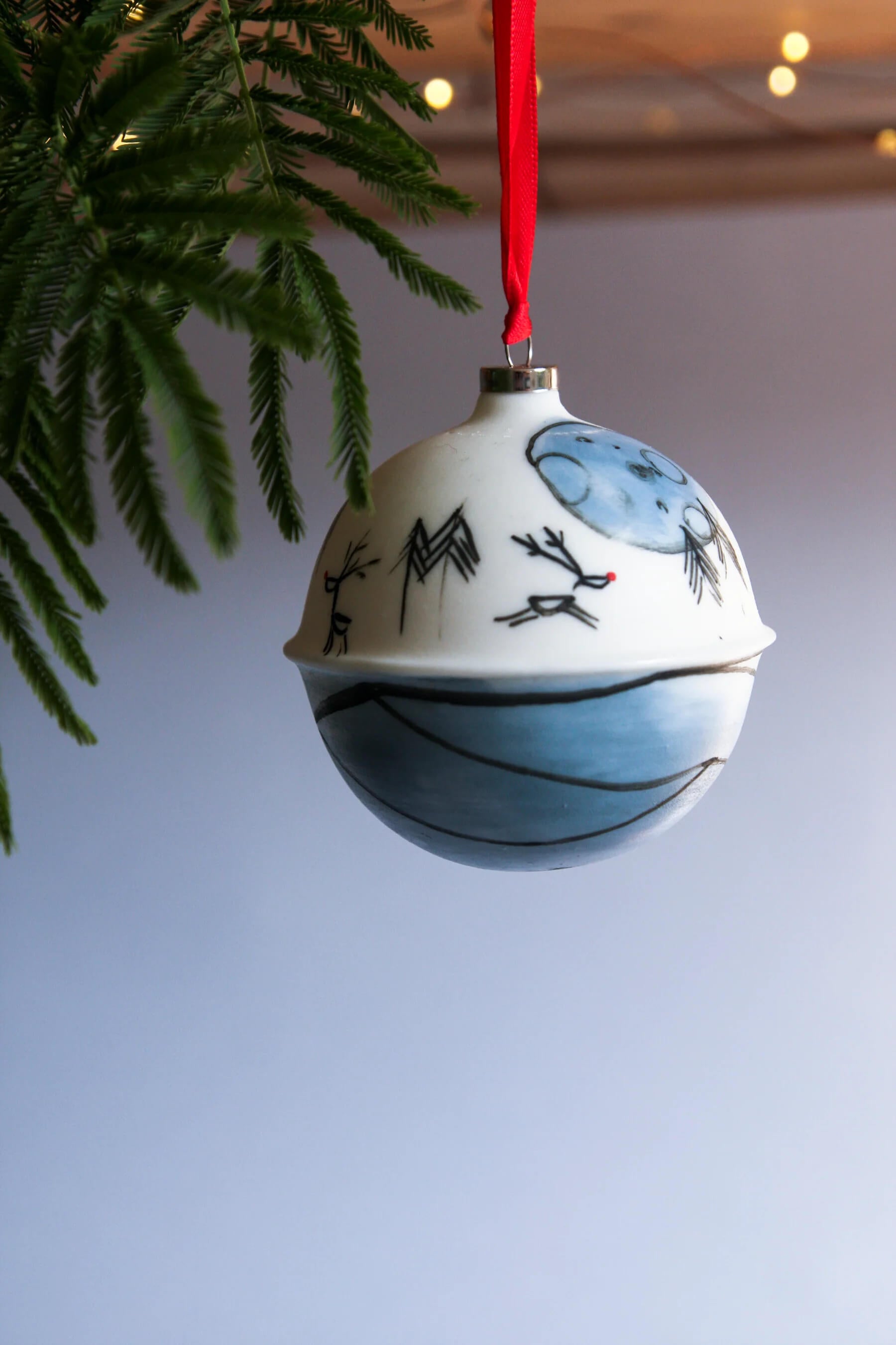 Karo Art, Reindeer at Full Moon Bauble