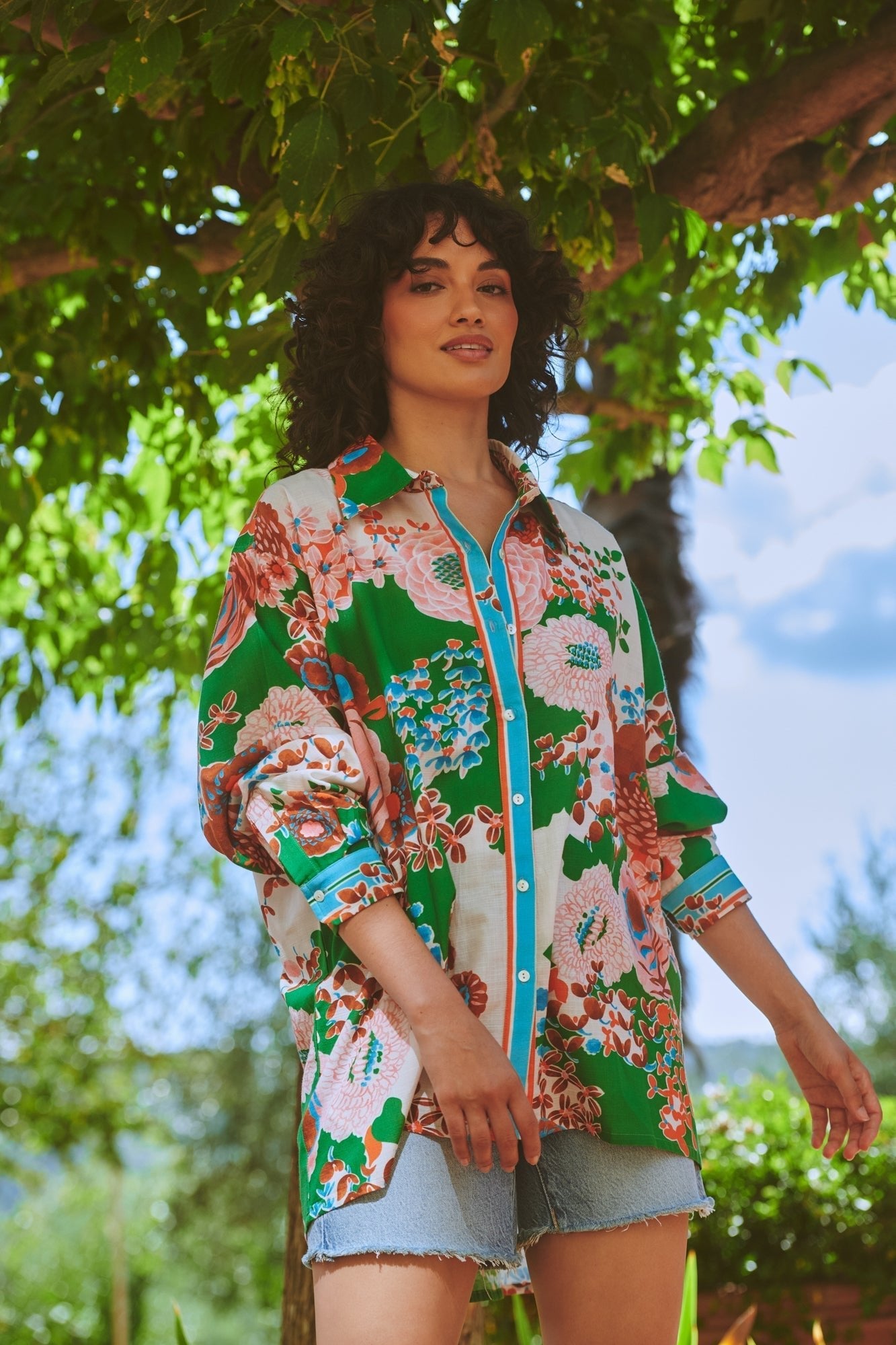 One Hundred Stars, Kitsch Bouquet Green Oversized Shirt