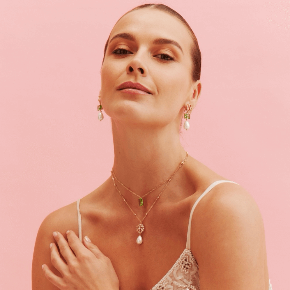 Knight & Day, Pearl & Green Earrings