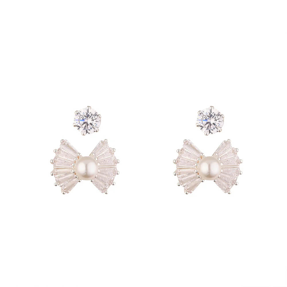 Knight & Day, Silver Pearl & Diamanté Earring Set