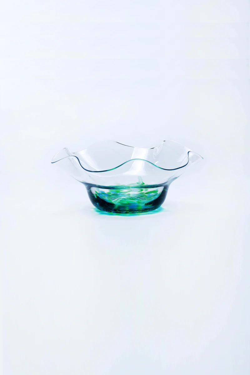 Jerpoint Glass, Scalloped Nut Bowl Seascape Quinlans Gift Shop