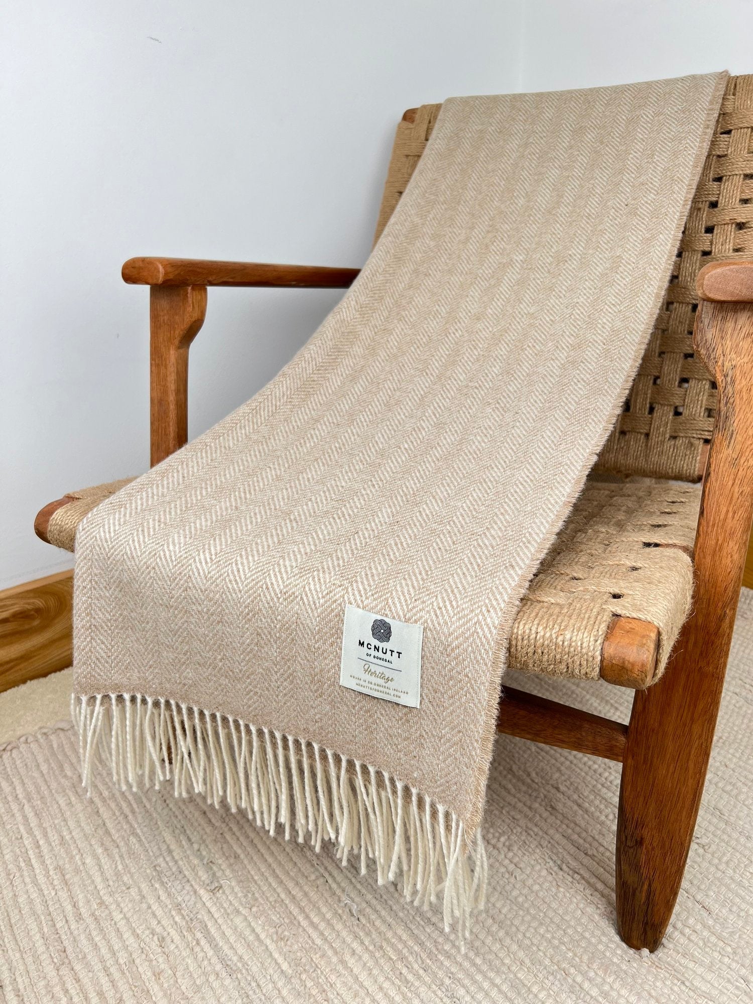 McNutt of Donegal, Sandstone Herringbone Throw McNutt of Donegal