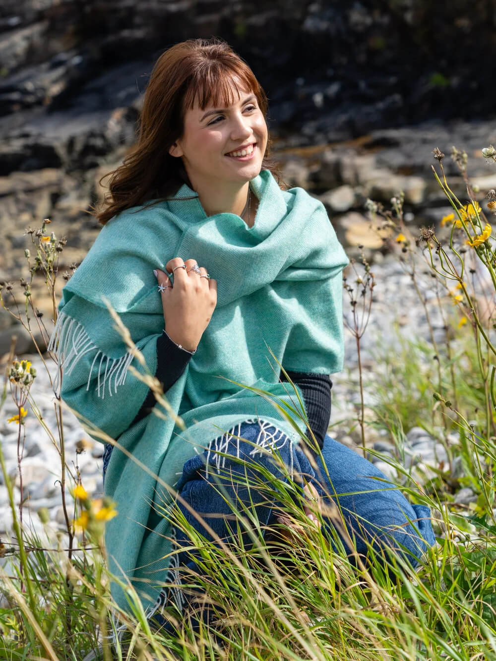 McNutt of Donegal, Spearmint Herringbone Wrap