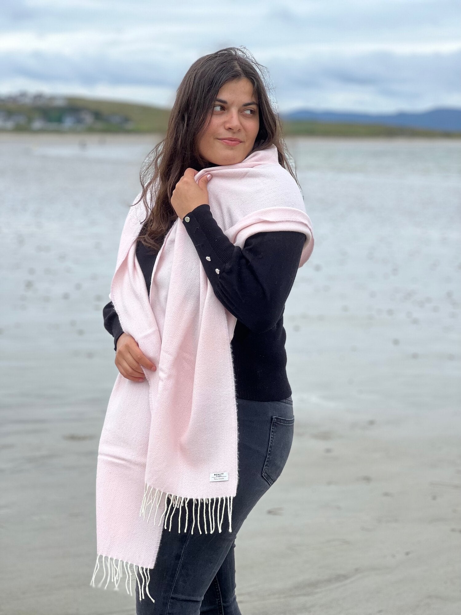 McNutt of Donegal, Cloud Pink Pashmina with Gift Box McNutt of Donegal