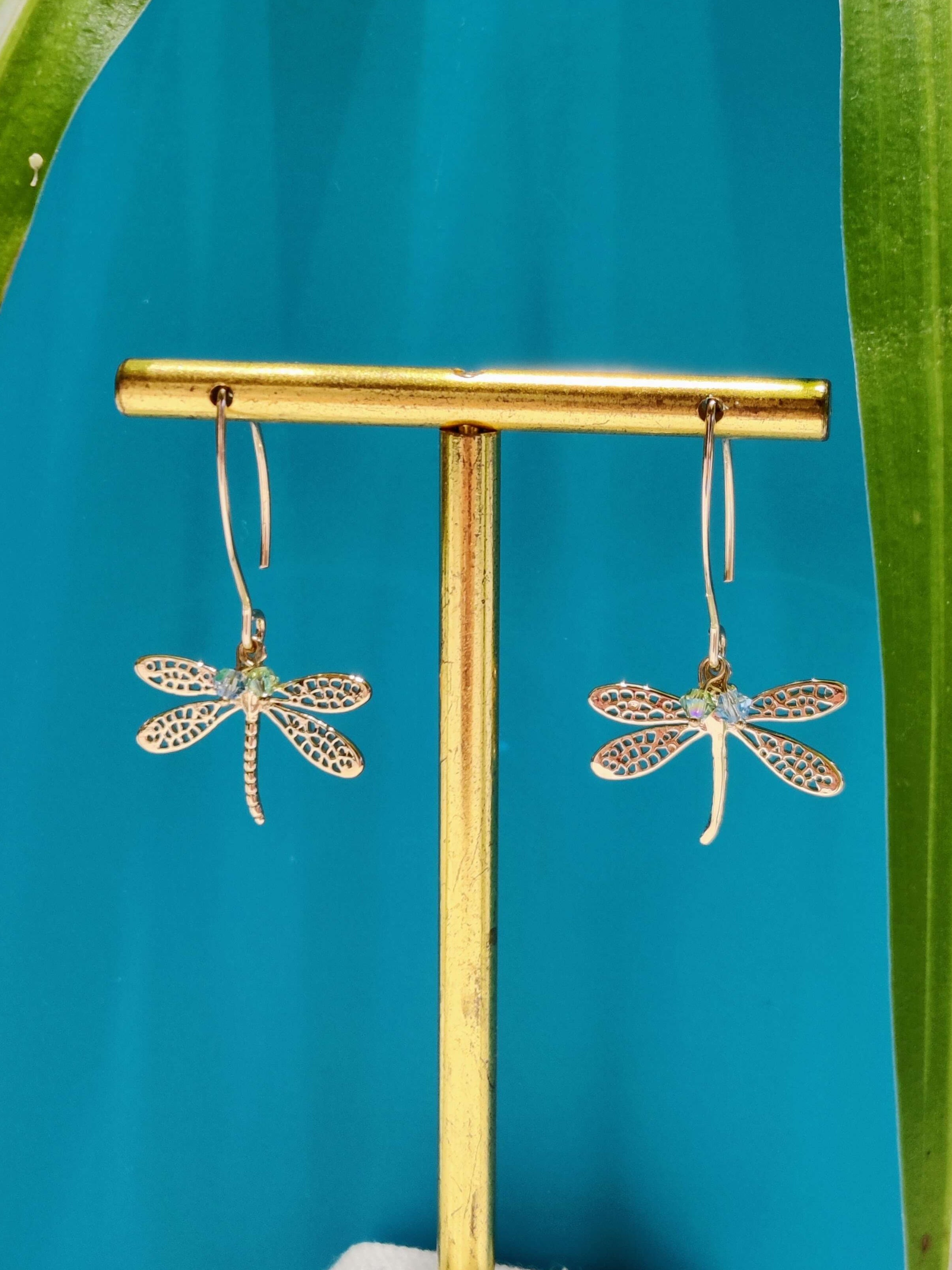 Melanie Hand, Dragonfly Crystal Earrings Gold