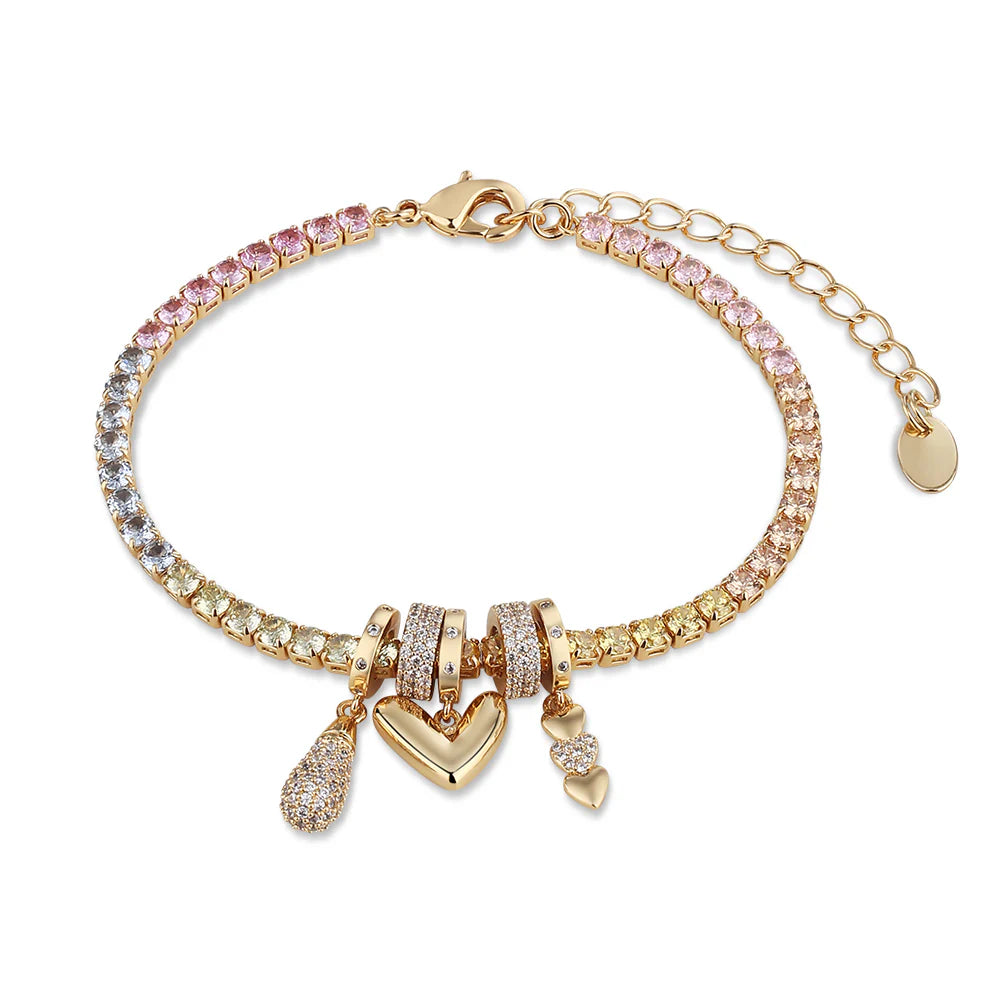 Newbridge, Gold Plated Heart Charm Bracelet