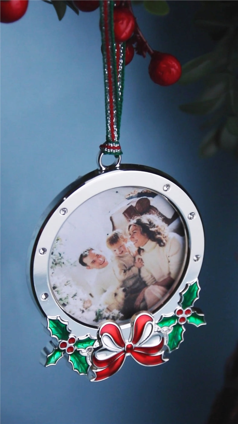 Newbridge, Round Frame with Holly Christmas Tree Decoration