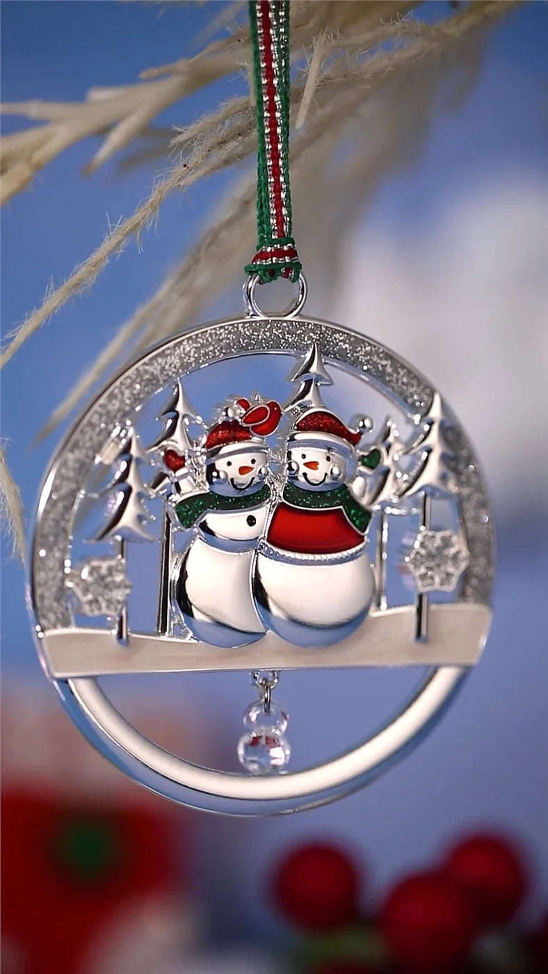 Newbridge, Snowman Couple Round Christmas Tree Decoration