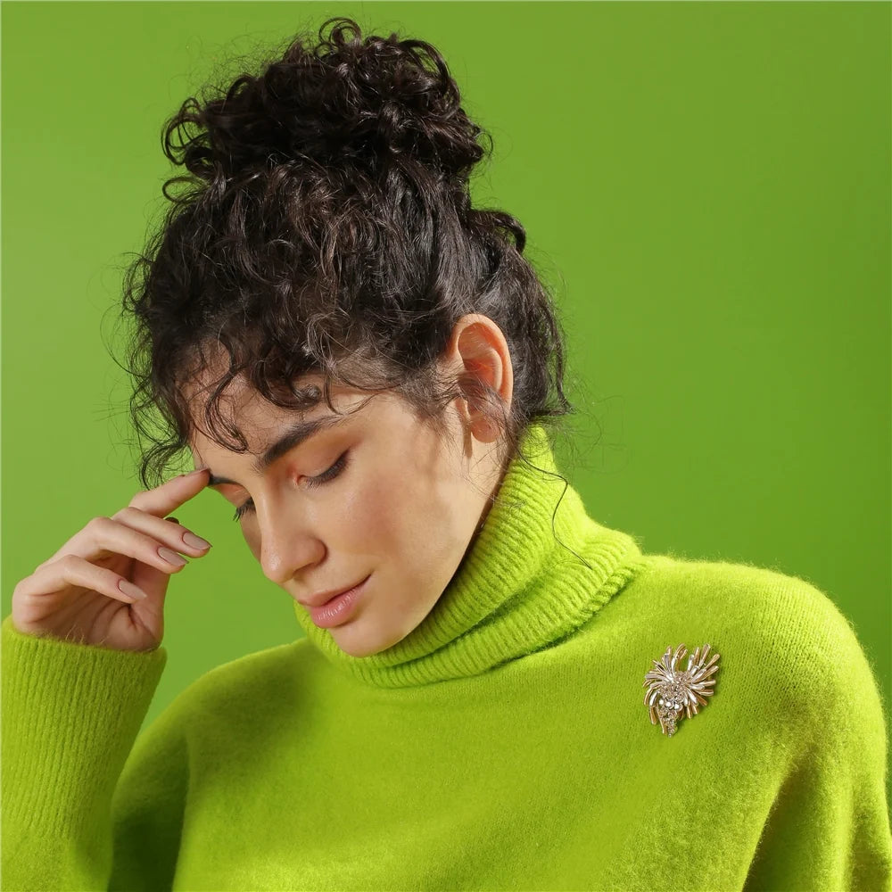 Newbridge, Two Tone Brooch with Crystal Honey Stones