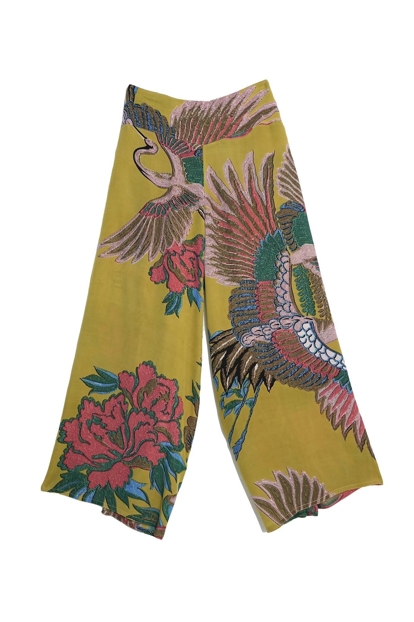 One Hundred Stars, Crane Olive Crepe Palazzo pants S/M