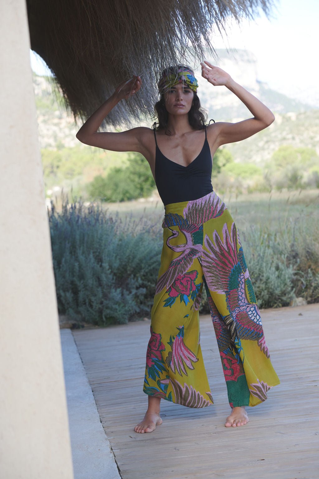 One Hundred Stars, Crane Olive Crepe Palazzo pants S/M