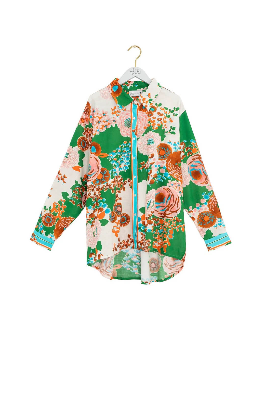 One Hundred Stars, Kitsch Bouquet Green Oversized Shirt