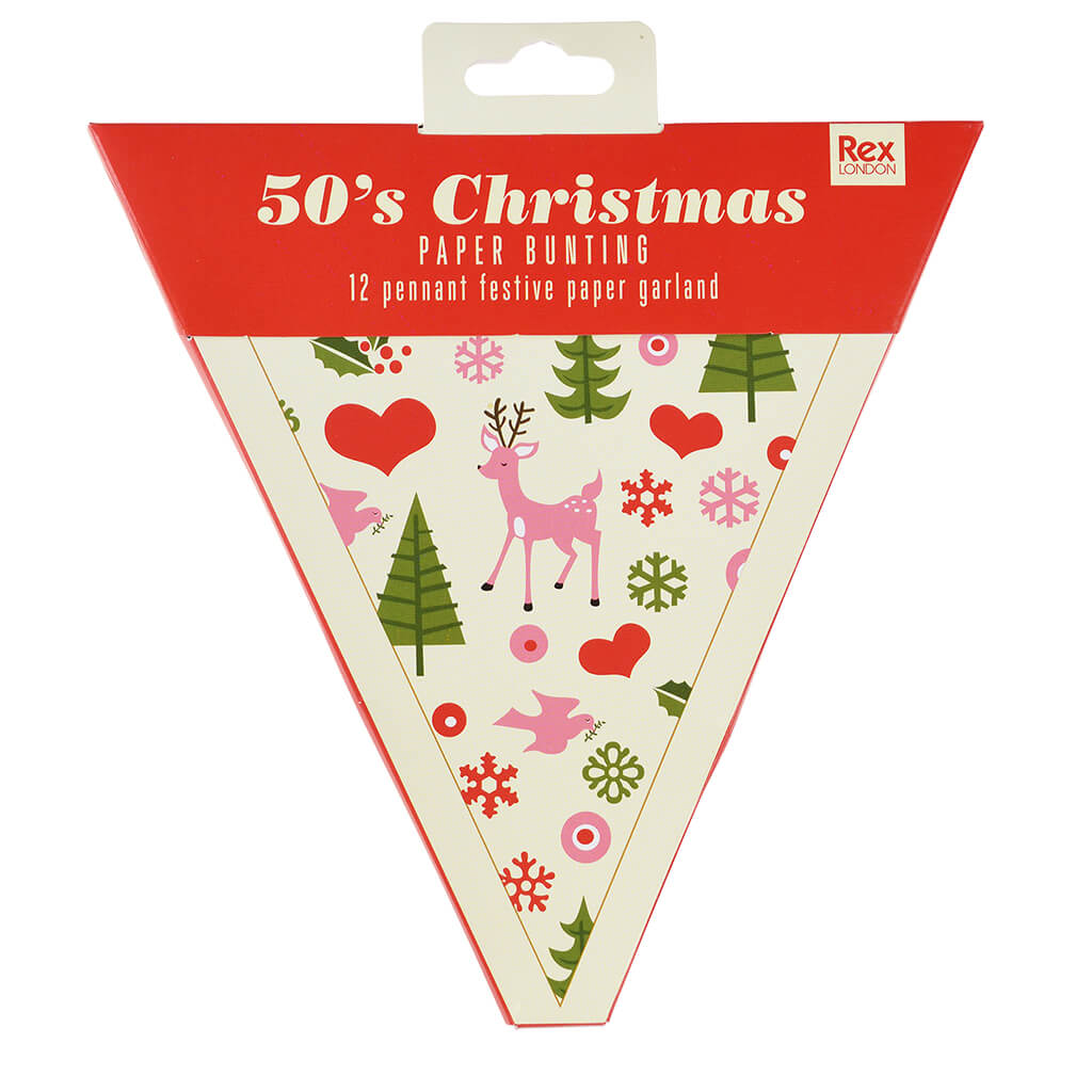 Paper Bunting 50s Christmas (3 Metres)
