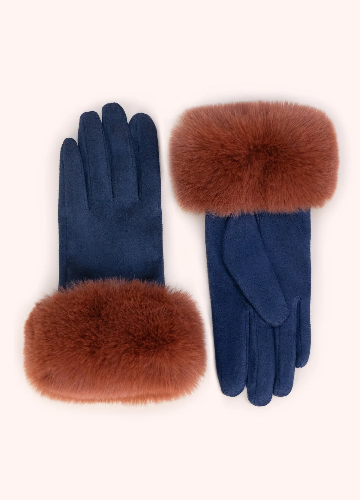 Powder, Bettina Faux Suede/Fur Gloves, Navy