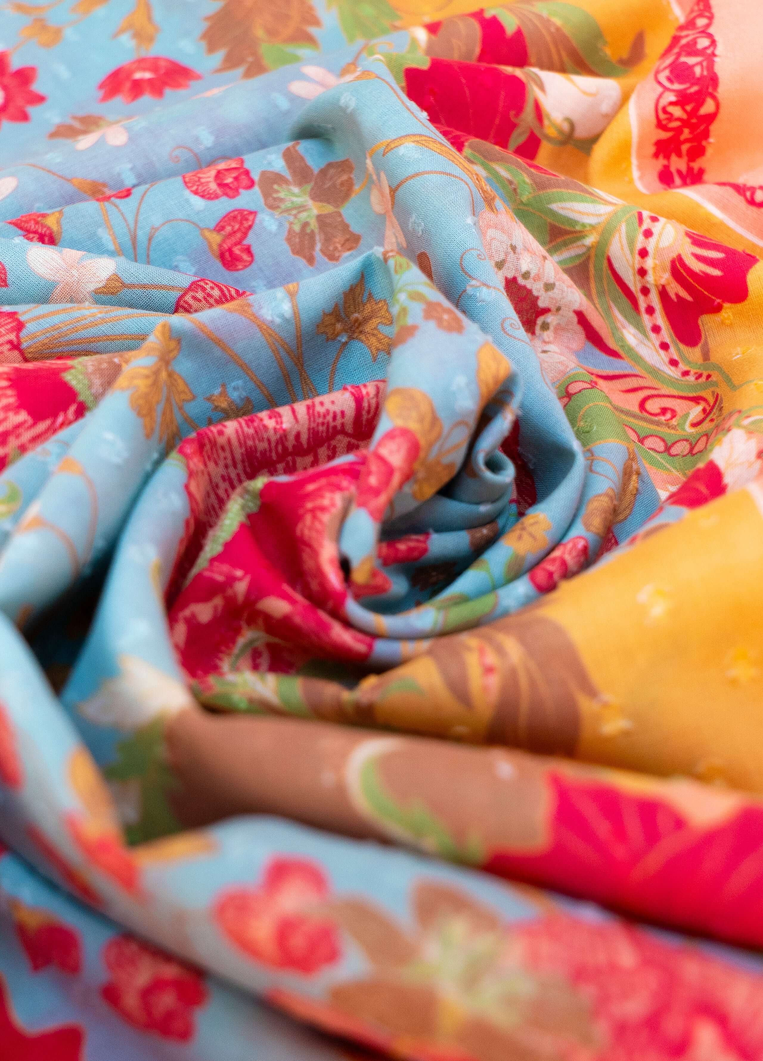 Powder, Cotton Scarf - Paisley Poppies