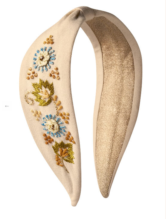 Powder, Embroidered Headband - Perfect Posie - Coconut