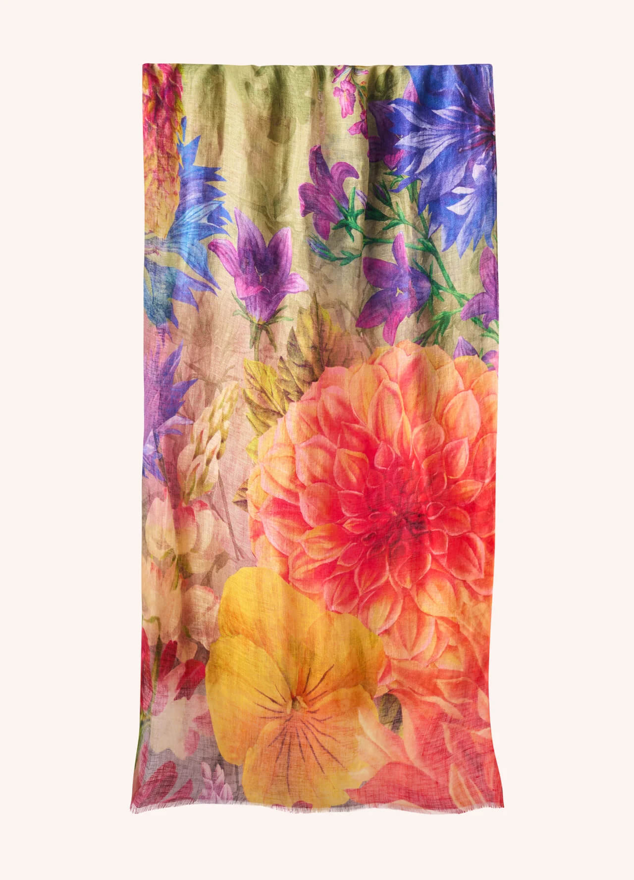 Powder, Linen/Cotton Scarf - Bountiful Blooms