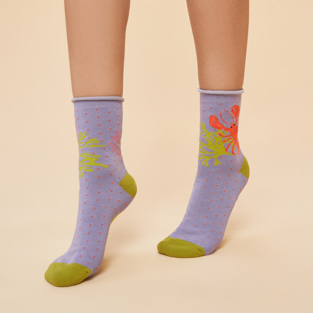 Powder, Lobster Buddies Ankle Socks - Lavender