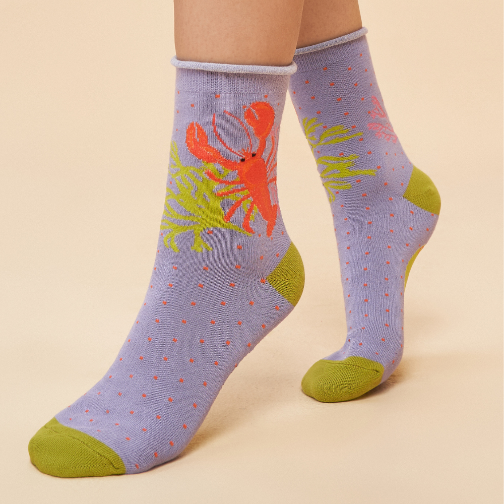 Powder, Lobster Buddies Ankle Socks - Lavender