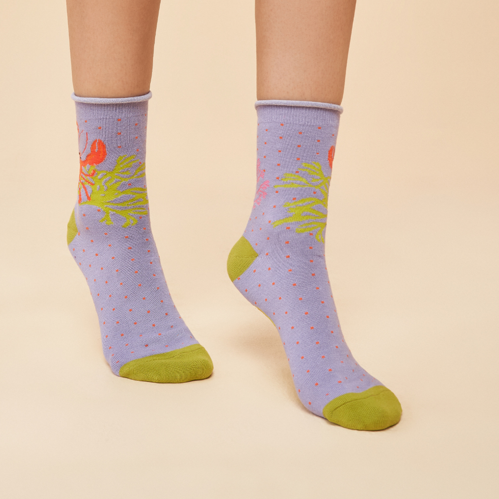 Powder, Lobster Buddies Ankle Socks - Lavender