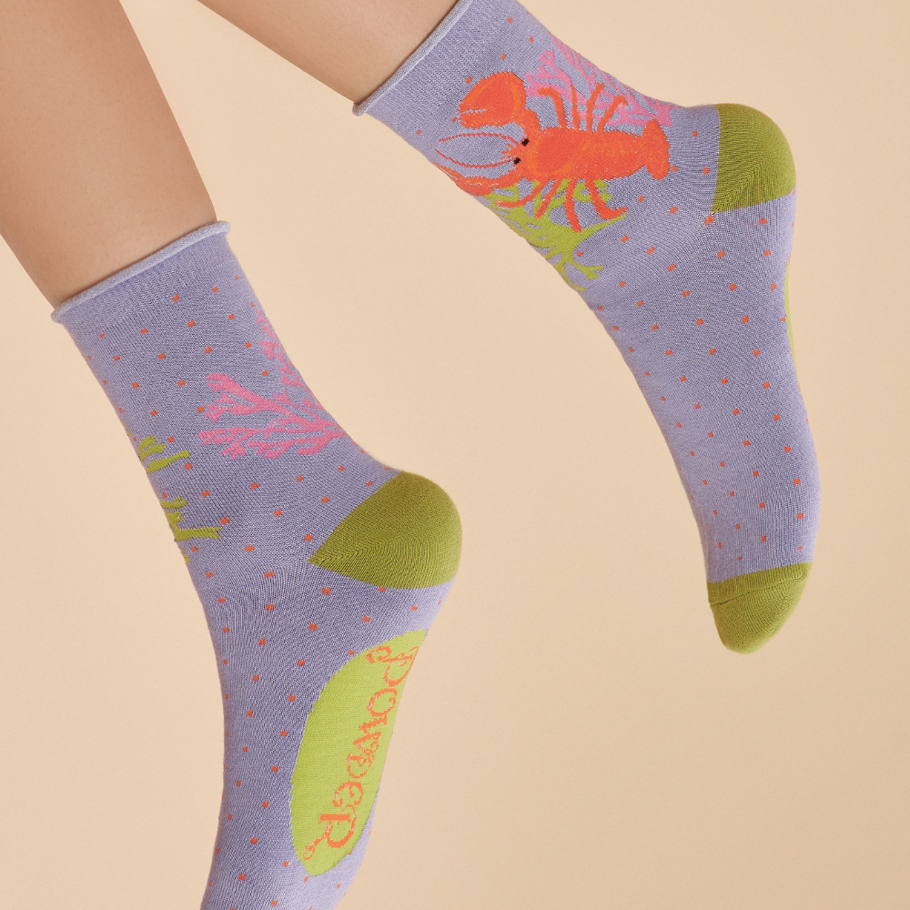 Powder, Lobster Buddies Ankle Socks - Lavender