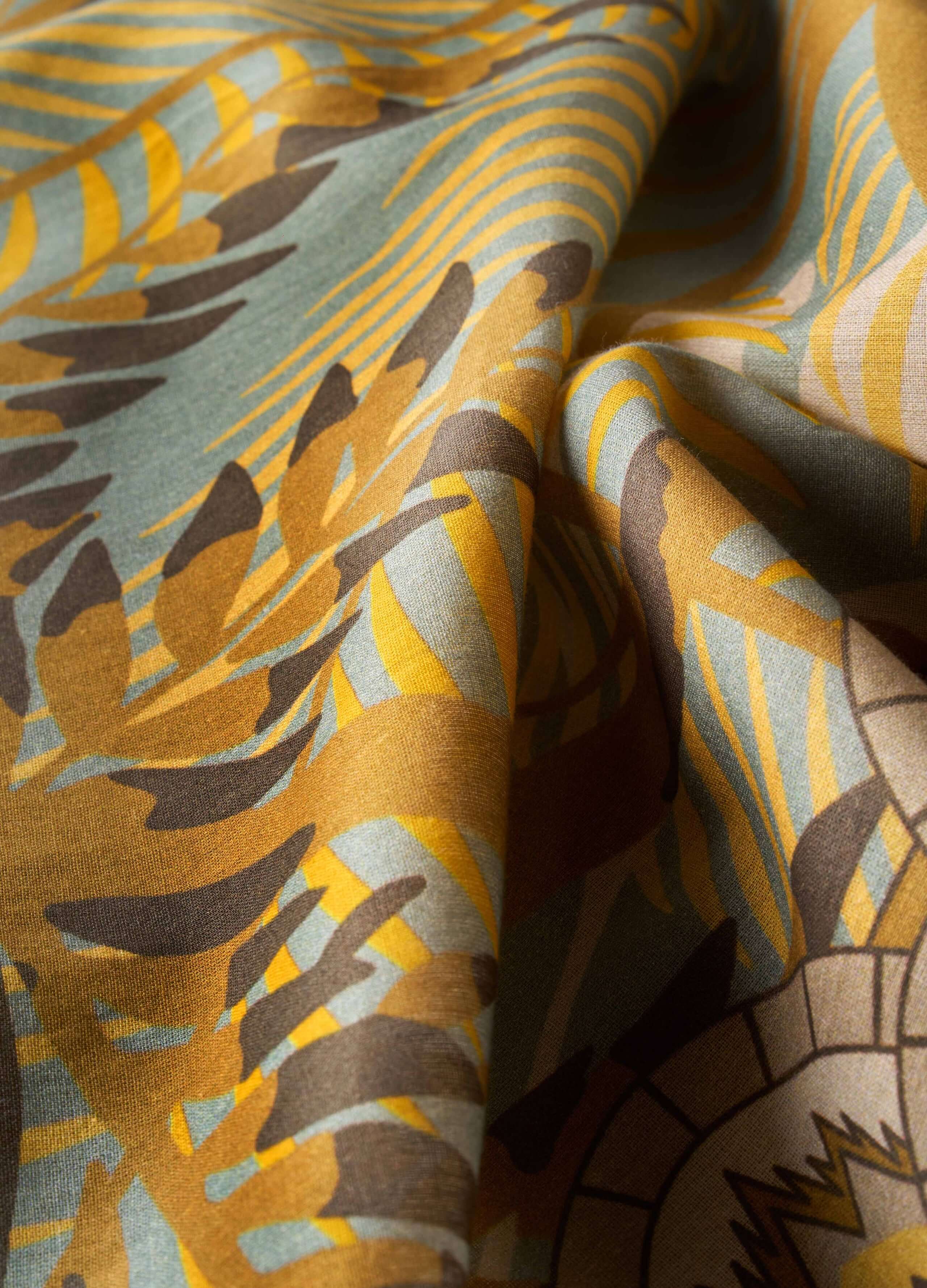 Powder, Patterned Palms Cotton Scarf