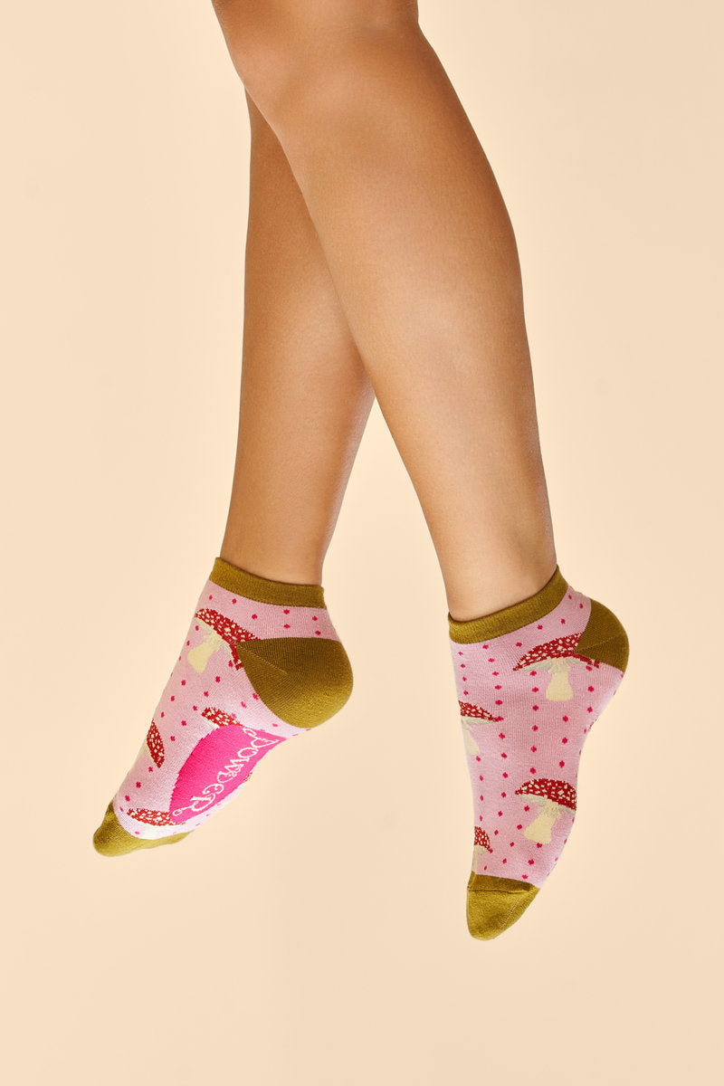 Powder, Tiny Toadstools Trainer Socks Powder