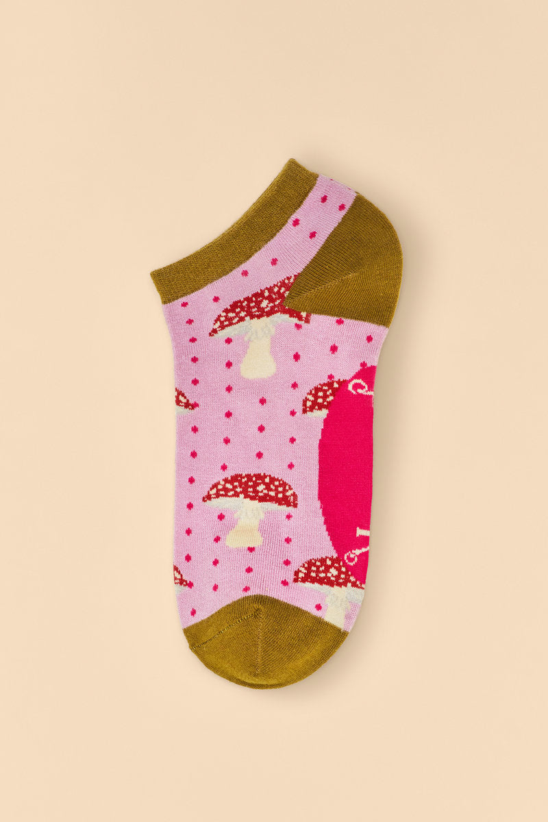 Powder, Tiny Toadstools Trainer Socks Powder