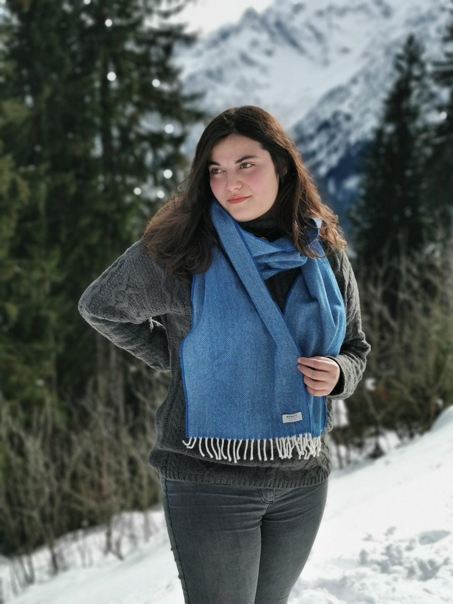 McNutt of Donegal, Scarf - Lambswool - Royal Herringbone