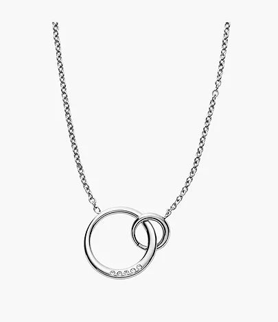 Skagen , Silver Tone Crystal Pendant Necklace Skagen