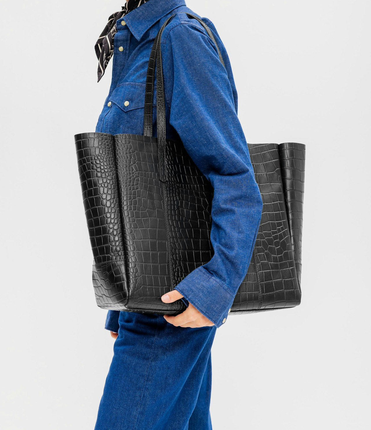 Saddler, Garda Black Croc Tote Saddler