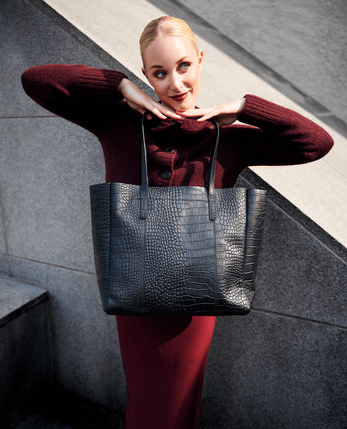 Saddler, Garda Black Croc Tote Saddler