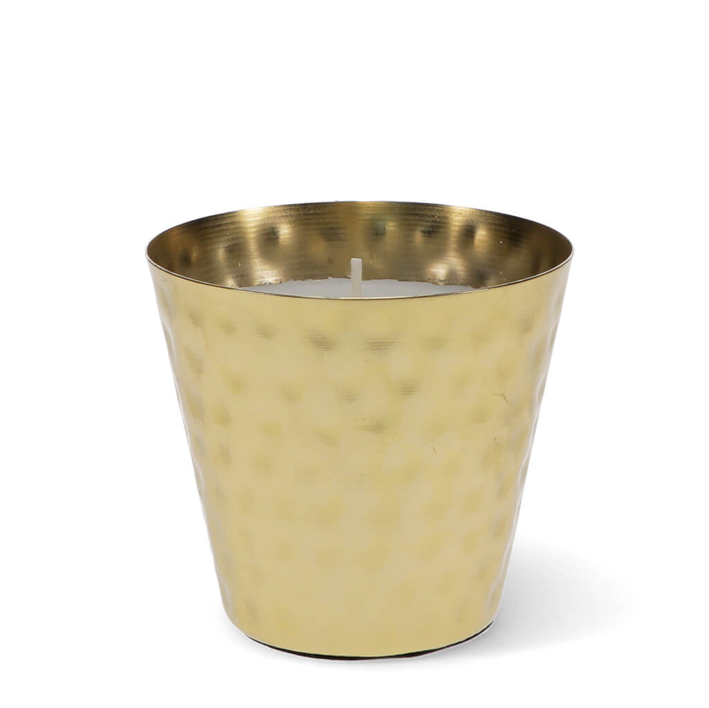 Scented Candle Gold Tone Hammered Metal