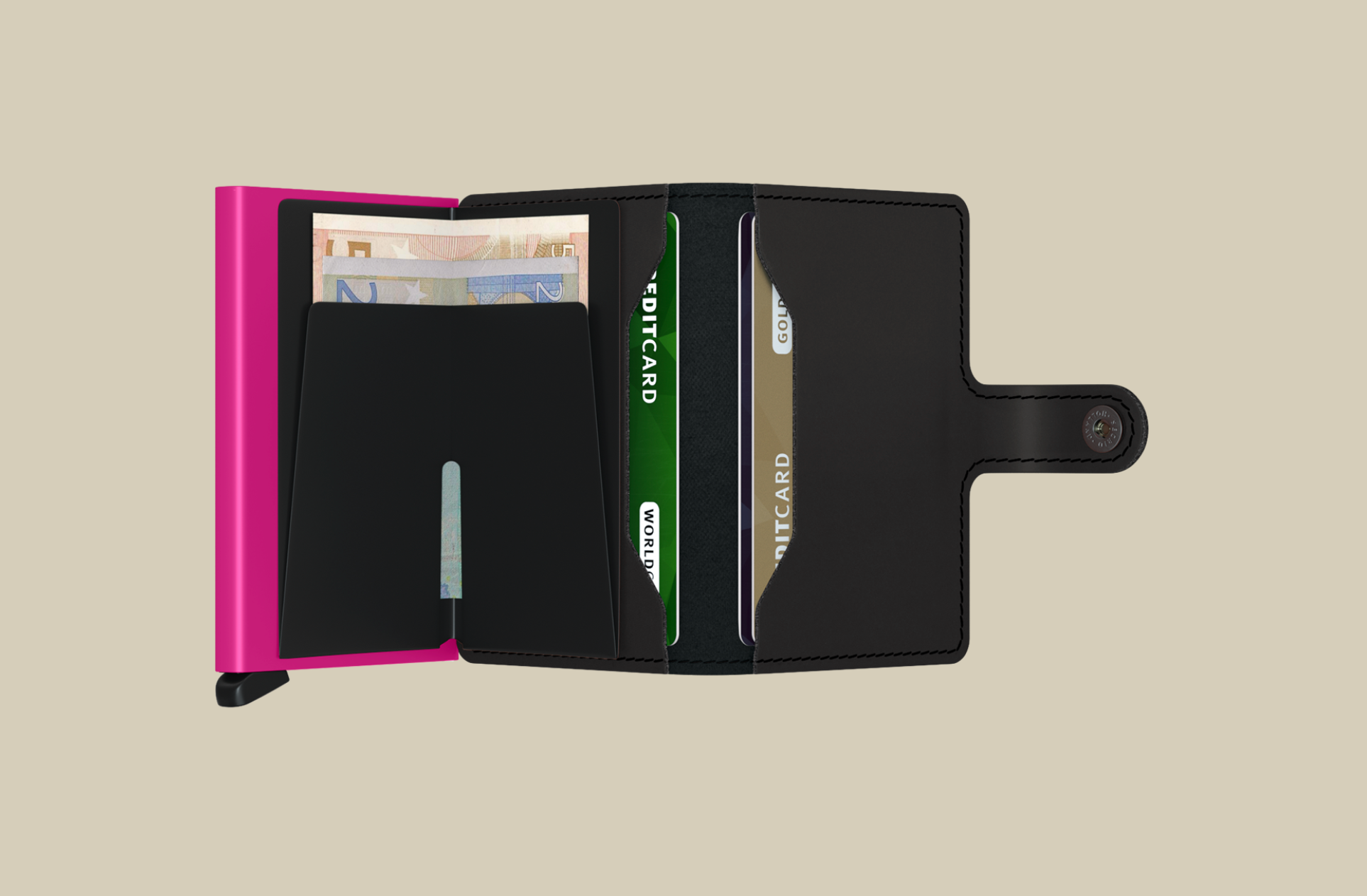Secrid, Miniwallet Matte Black & Fuchsia