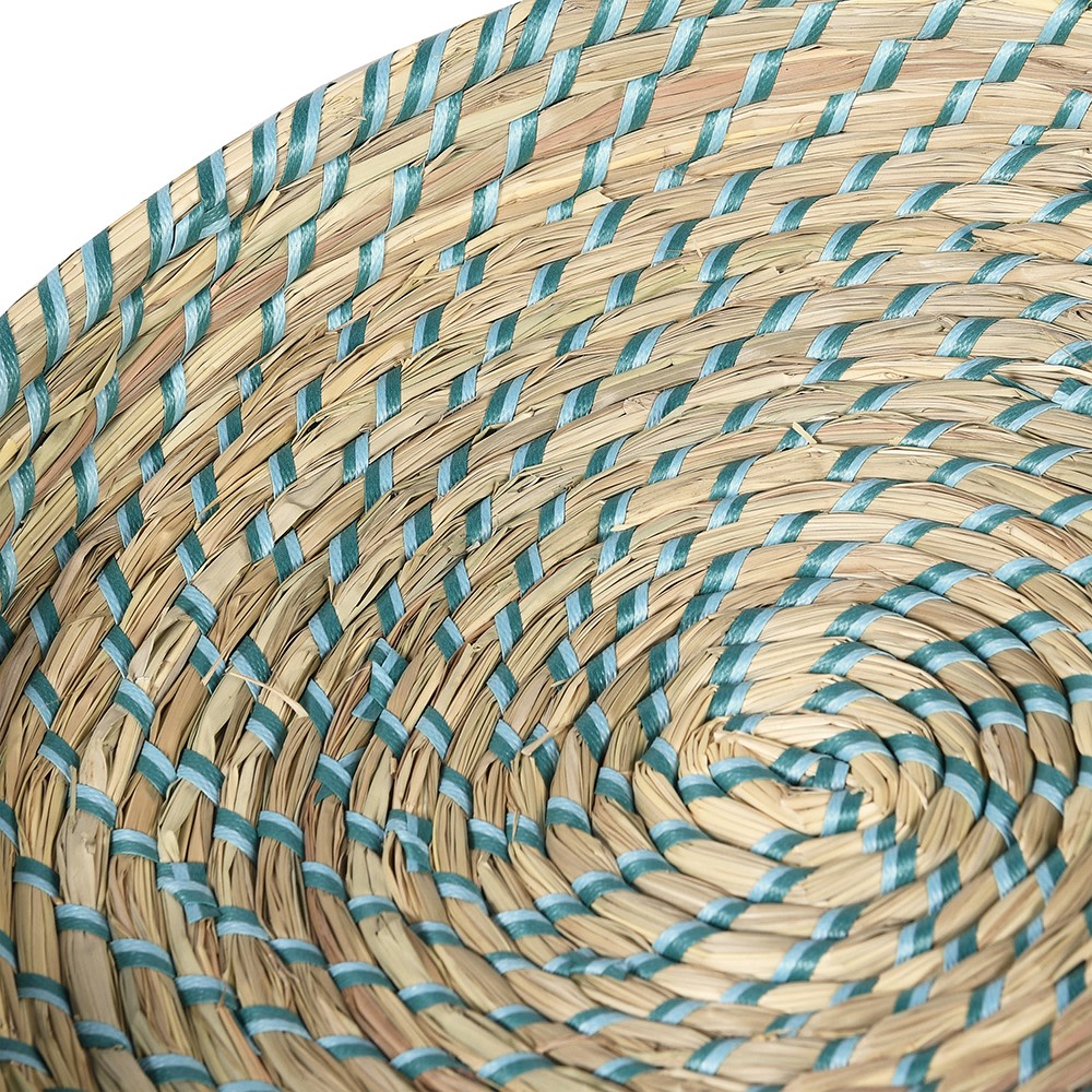Set of 2 Blue Woven Seagrass Basket Trays with Handles Quinlans Gift Shop