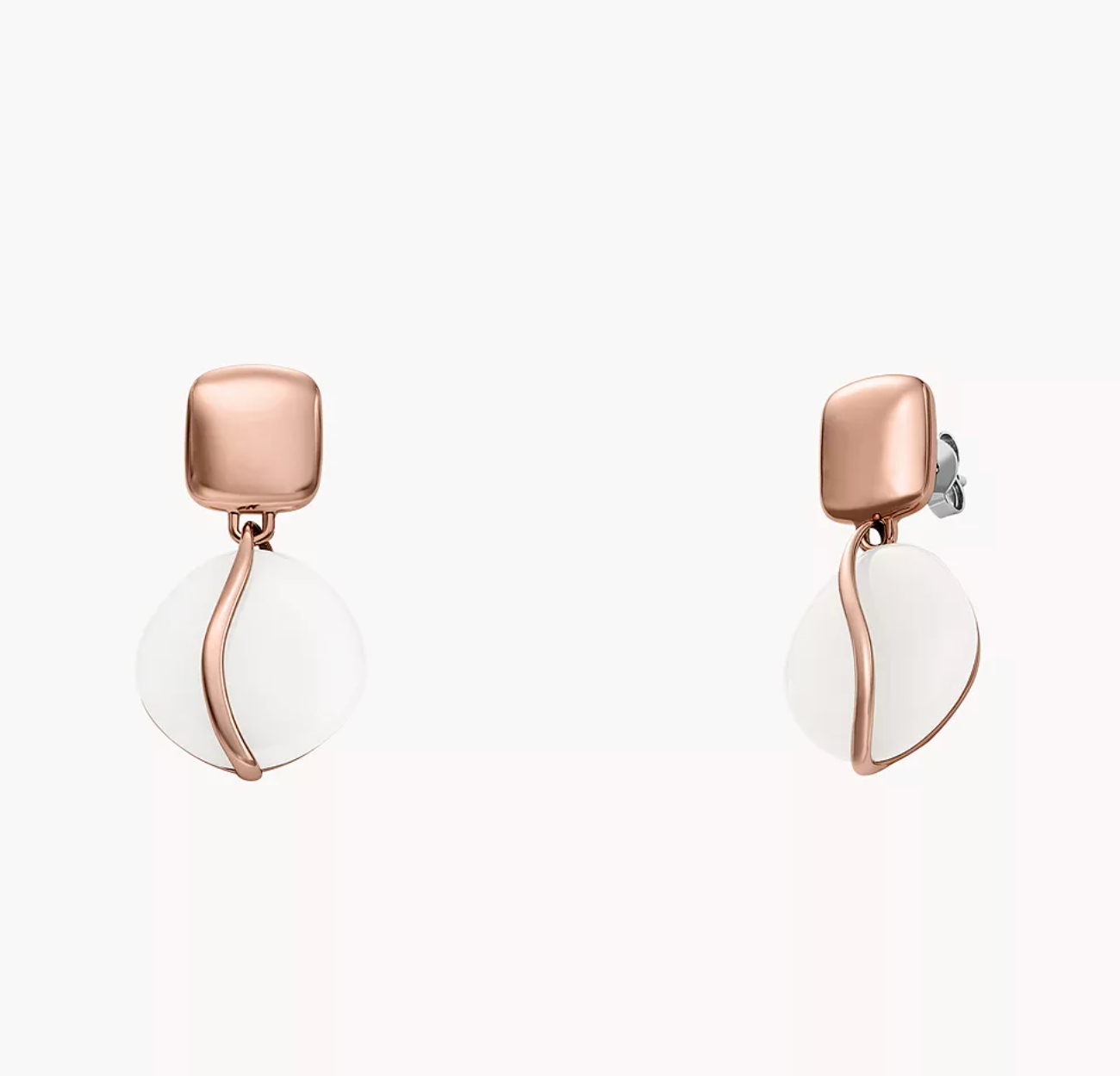 Skagen, White Glass Organic Shape Earring