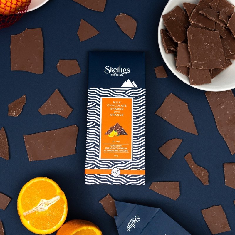 Skelligs, Shards Milk Chocolate with Orange
