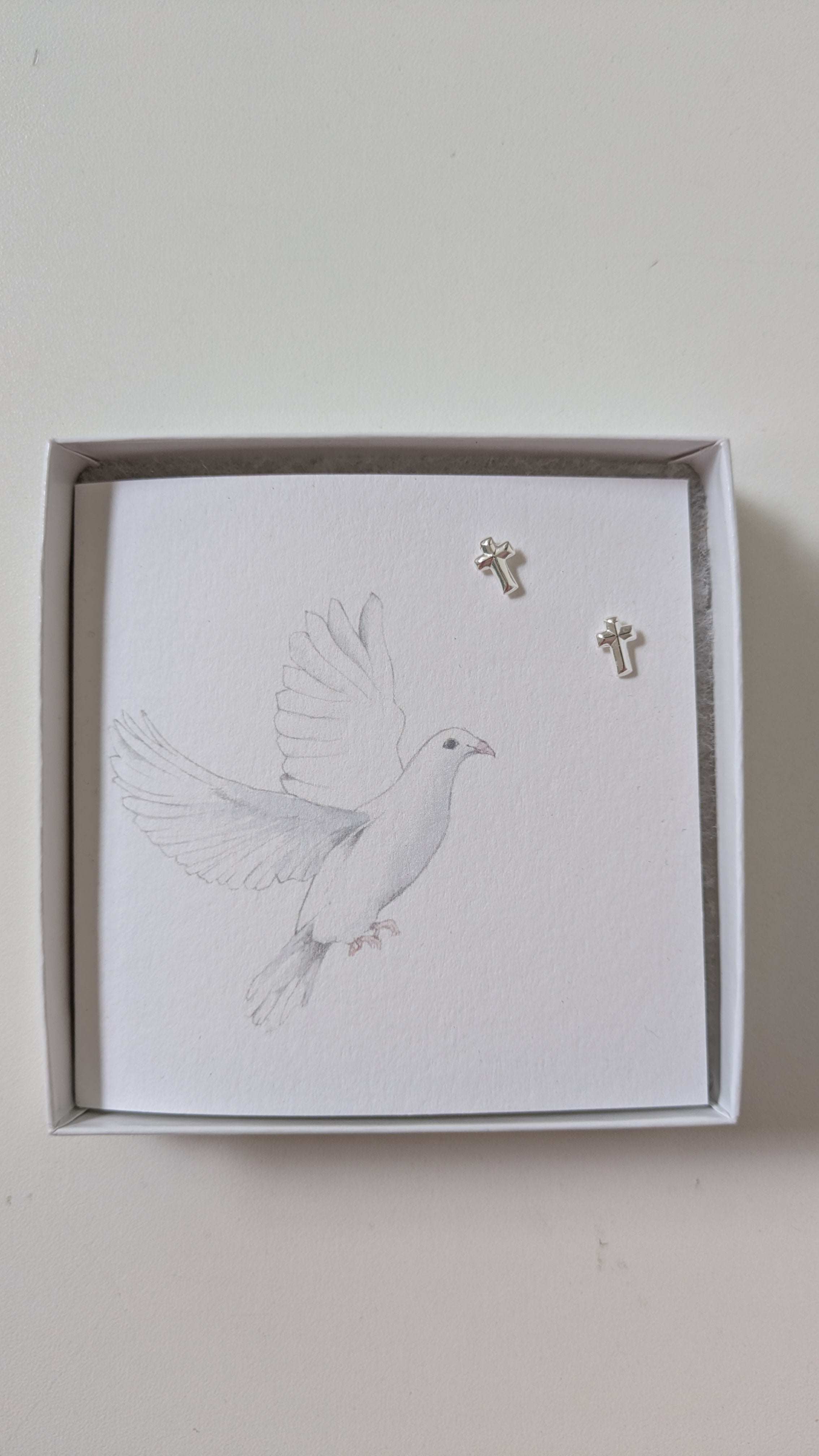 Sterling Silver Earrings | Dove Cross Studs